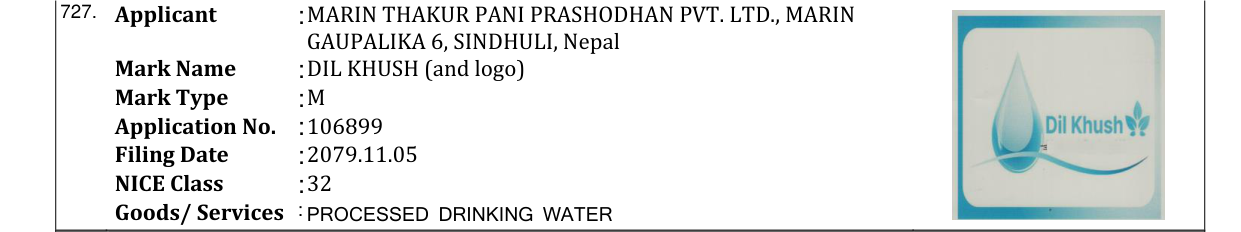 Original bulletin entry for DIL KHUSH (and logo)