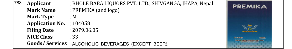 Original bulletin entry for PREMIKA (and logo)