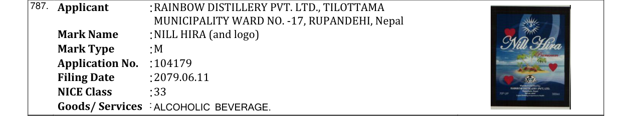 Original bulletin entry for NILL HIRA (and logo)