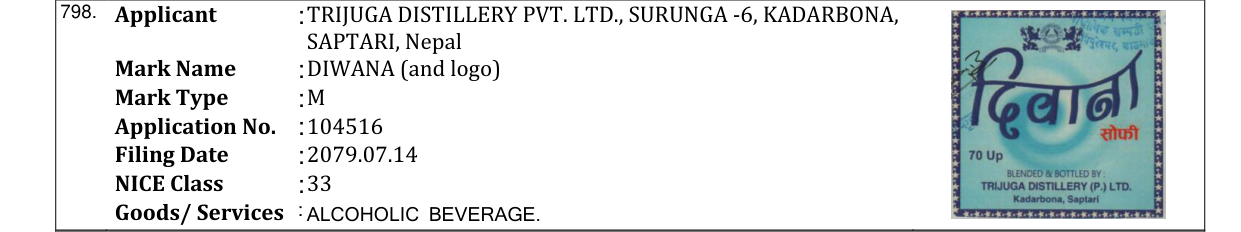 Original bulletin entry for DIWANA (and logo)
