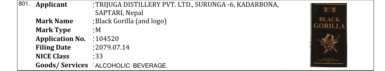 Original bulletin entry for Black Gorilla (and logo)
