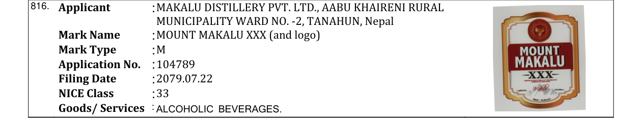 Original bulletin entry for MOUNT MAKALU XXX (and logo)