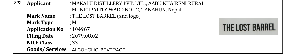 Original bulletin entry for THE LOST BARREL (and logo)
