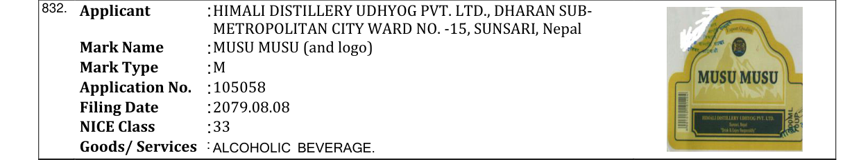 Original bulletin entry for MUSU MUSU (and logo)
