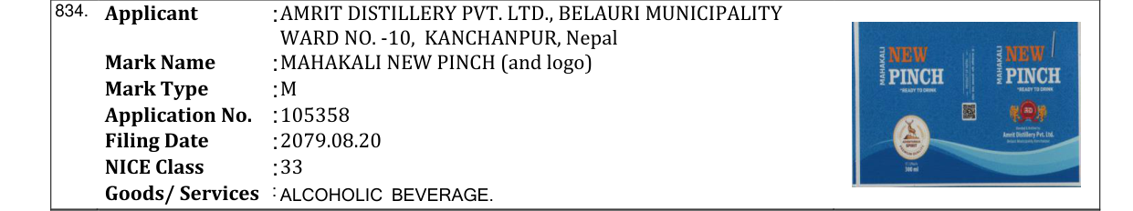 Original bulletin entry for MAHAKALI NEW PINCH (and logo)