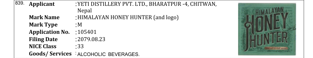 Original bulletin entry for HIMALAYAN HONEY HUNTER (and logo)