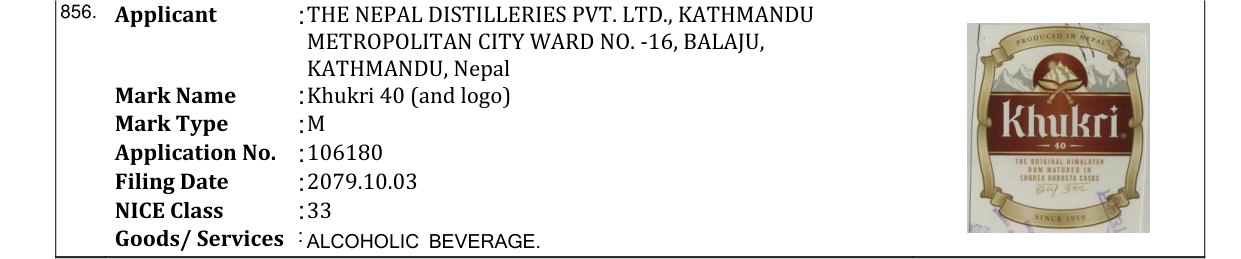 Original bulletin entry for Khukri 40 (and logo)