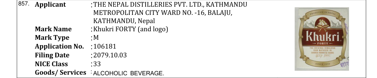 Original bulletin entry for Khukri FORTY (and logo)