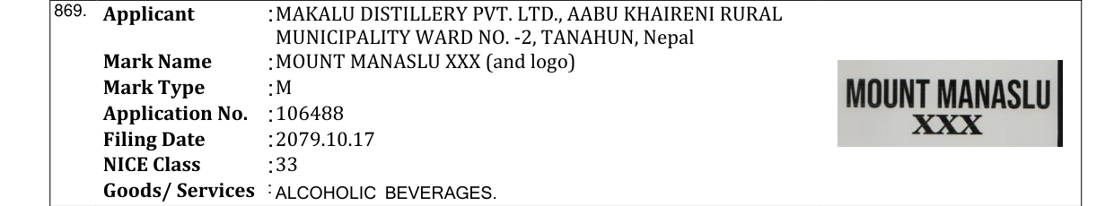 Original bulletin entry for MOUNT MANASLU XXX (and logo)