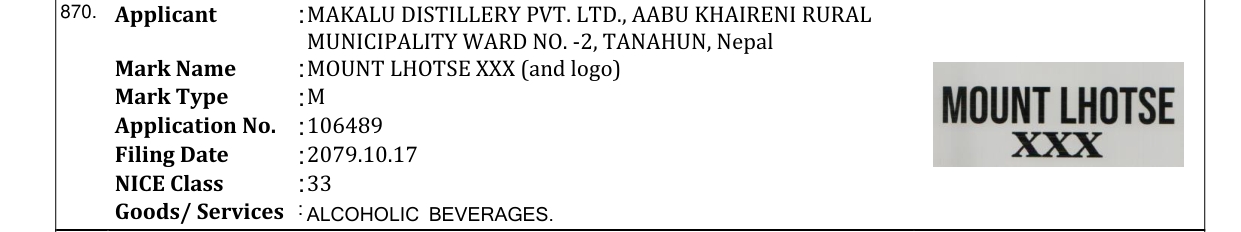 Original bulletin entry for MOUNT LHOTSE XXX (and logo)