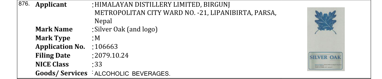 Original bulletin entry for Silver Oak (and logo)