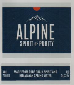 ALPINE SPIRIT OF PURITY 750 ML (and logo) trademark logo
