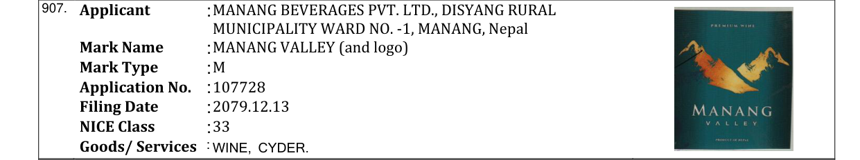 Original bulletin entry for MANANG VALLEY (and logo)