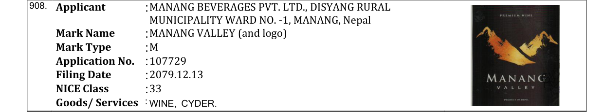 Original bulletin entry for MANANG VALLEY (and logo)