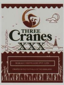 THREE CRANES XXX (and logo) trademark logo
