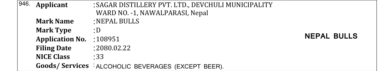 Original bulletin entry for NEPAL BULLS