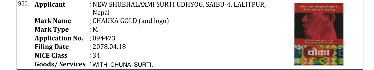 Original bulletin entry for CHAUKA GOLD (and logo)