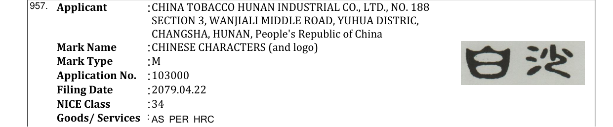 Original bulletin entry for CHINESE CHARACTERS (and logo)