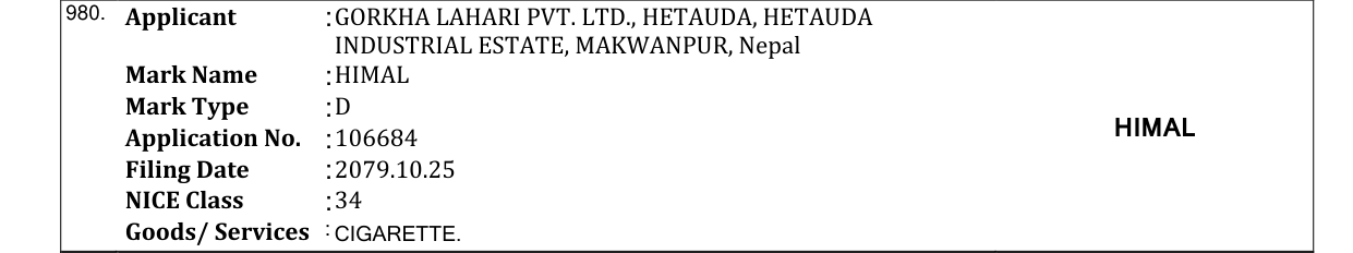 Original bulletin entry for HIMAL