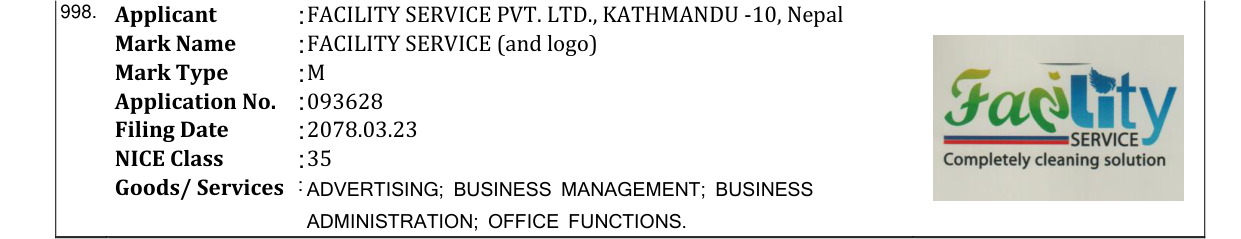 Original bulletin entry for FACILITY SERVICE (and logo)