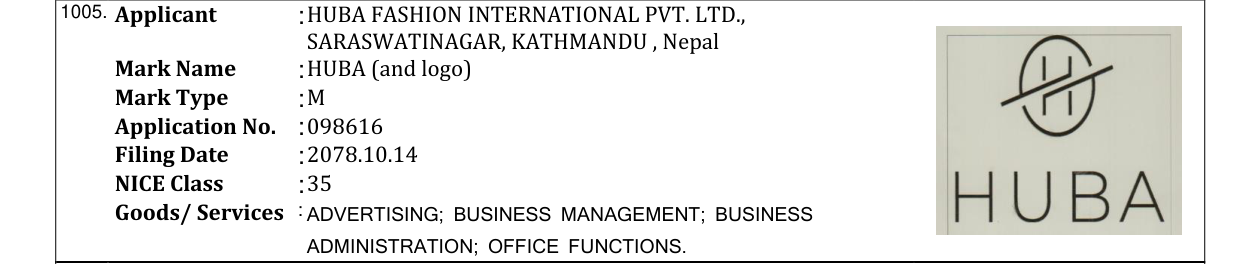 Original bulletin entry for HUBA (and logo)