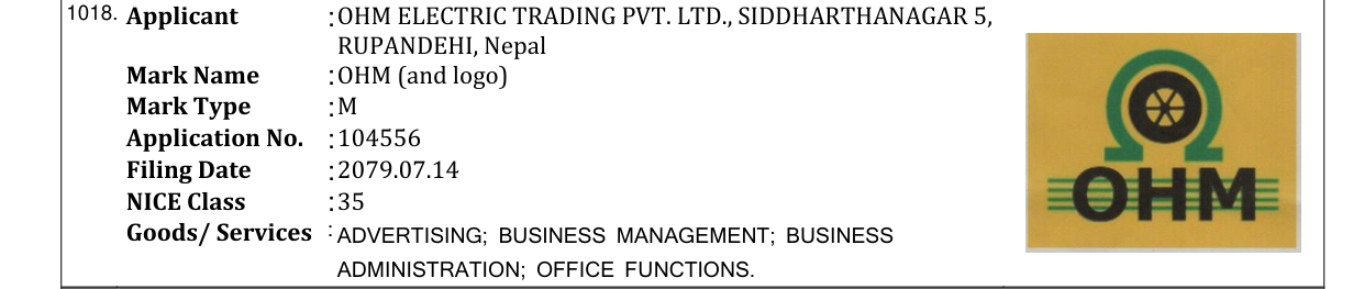 Original bulletin entry for OHM (and logo)