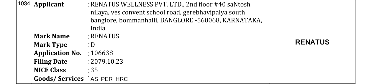 Original bulletin entry for RENATUS