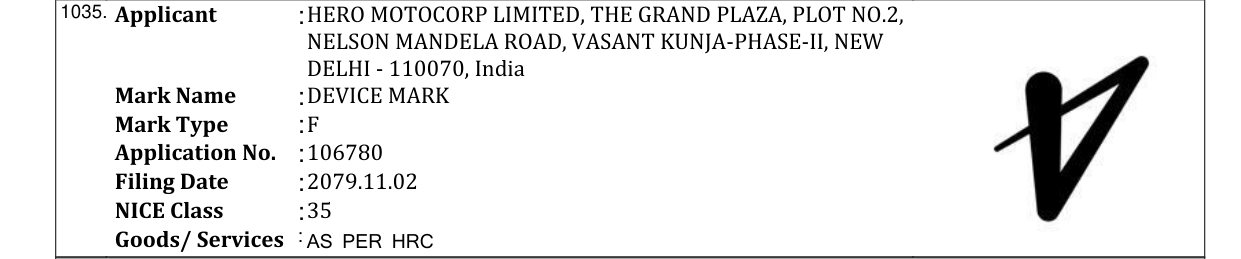 Original bulletin entry for DEVICE MARK