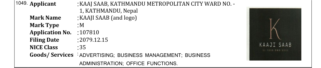 Original bulletin entry for KAAJI SAAB (and logo)