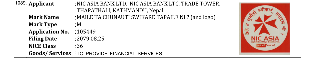 Original bulletin entry for MAILE TA CHUNAUTI SWIKARE TAPAILE NI ? (and logo)