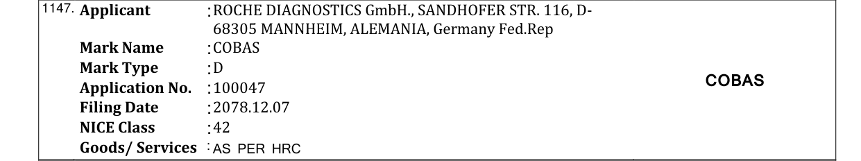 Original bulletin entry for COBAS