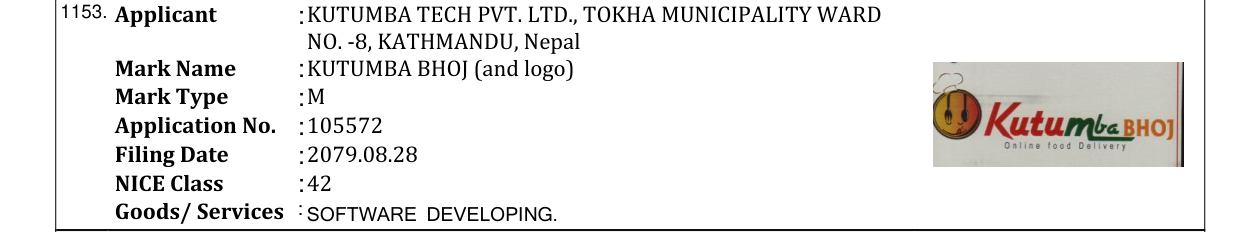Original bulletin entry for KUTUMBA BHOJ (and logo)