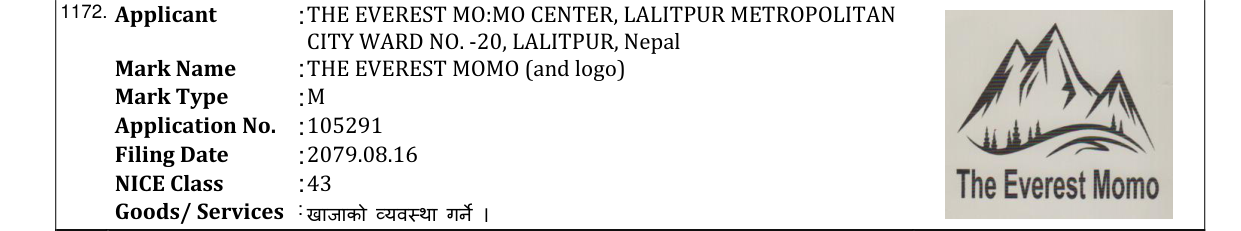 Original bulletin entry for THE EVEREST MOMO (and logo)