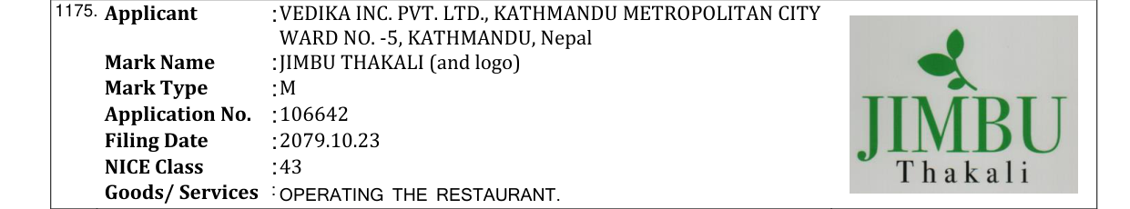 Original bulletin entry for JIMBU THAKALI (and logo)