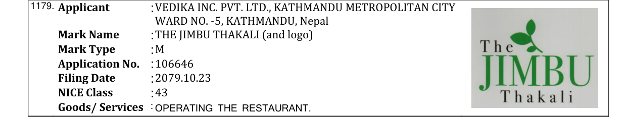 Original bulletin entry for THE JIMBU THAKALI (and logo)