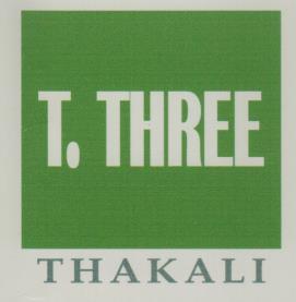 T. THREE THAKALI (and logo) trademark logo