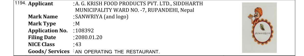 Original bulletin entry for SANWRIYA (and logo)