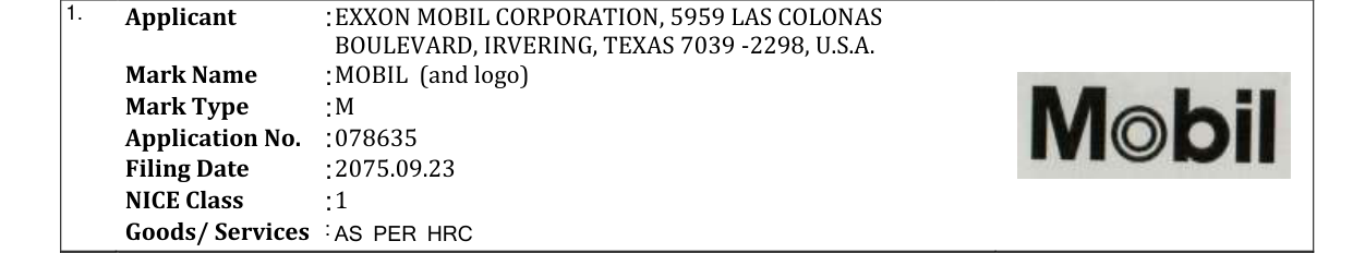 Original bulletin entry for MOBIL (and logo)