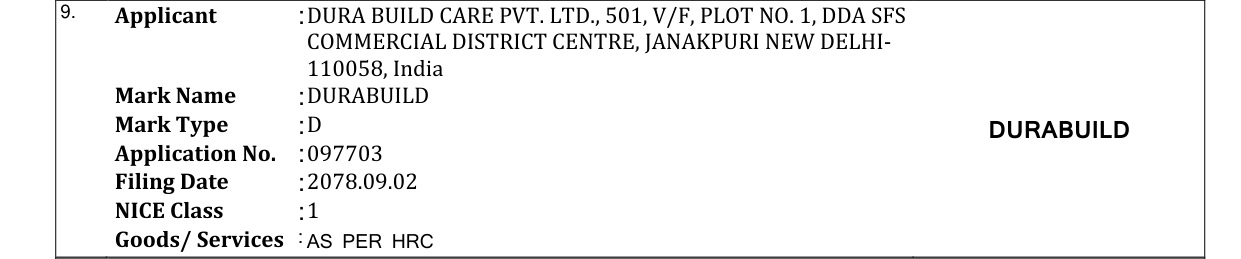 Original bulletin entry for DURABUILD