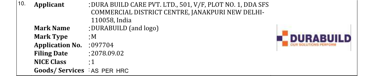 Original bulletin entry for DURABUILD (and logo)