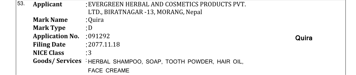 Original bulletin entry for Quira