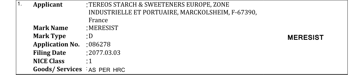 Original bulletin entry for MERESIST