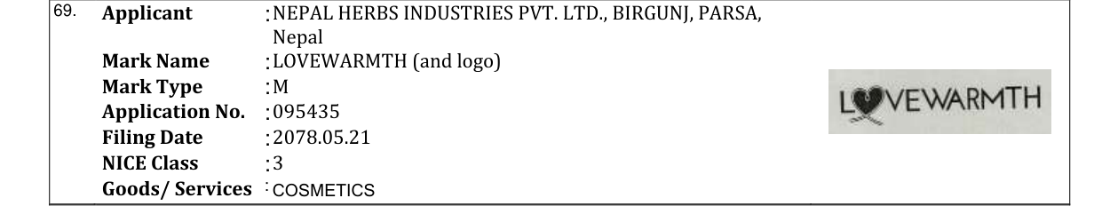 Original bulletin entry for LOVEWARMTH (and logo)