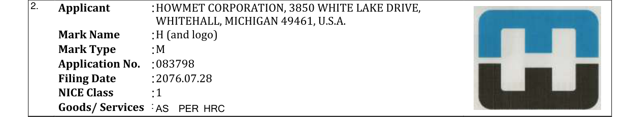 Original bulletin entry for H (and logo)