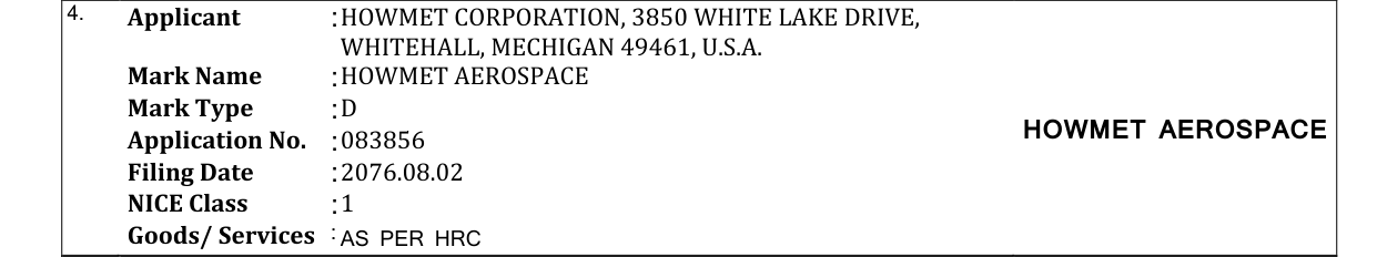 Original bulletin entry for HOWMET AEROSPACE