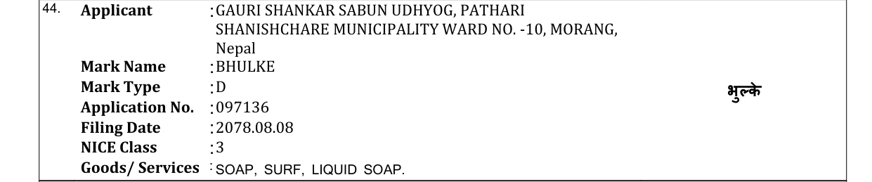Original bulletin entry for BHULKE