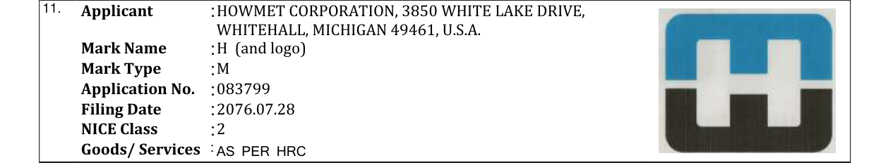 Original bulletin entry for H (and logo)