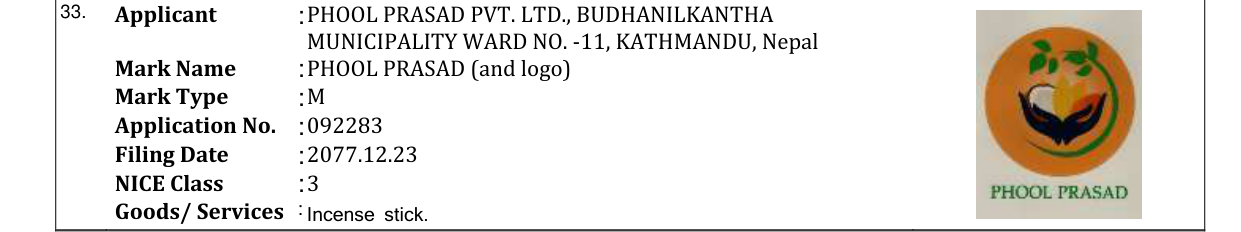 Original bulletin entry for PHOOL PRASAD (and logo)