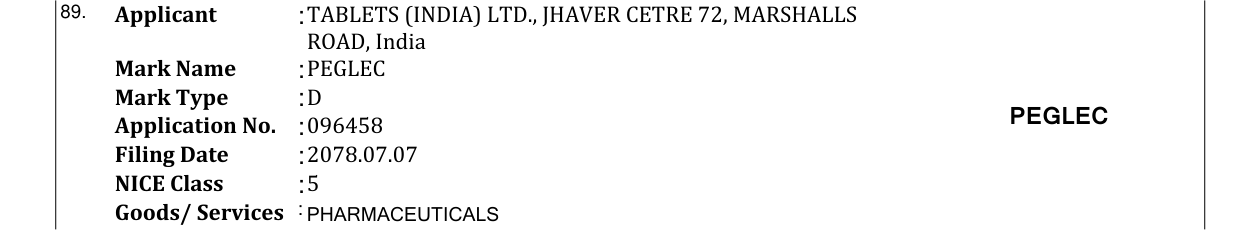 Original bulletin entry for PEGLEC