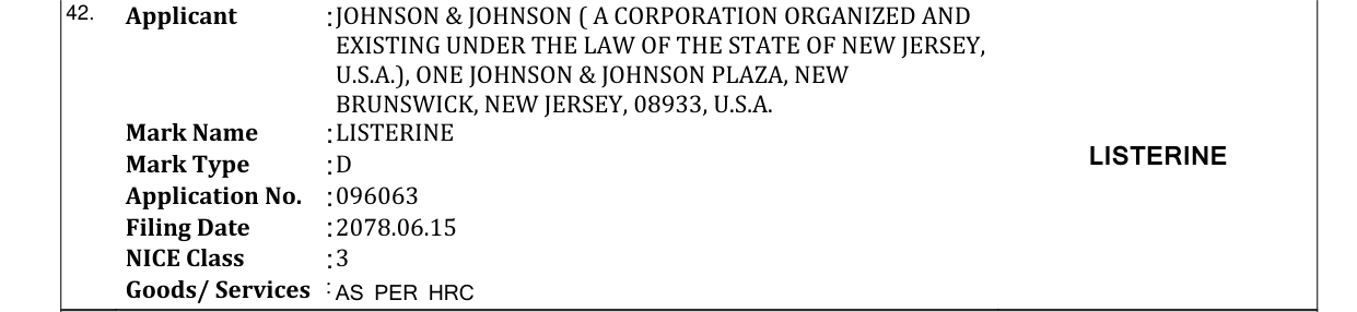 Original bulletin entry for LISTERINE